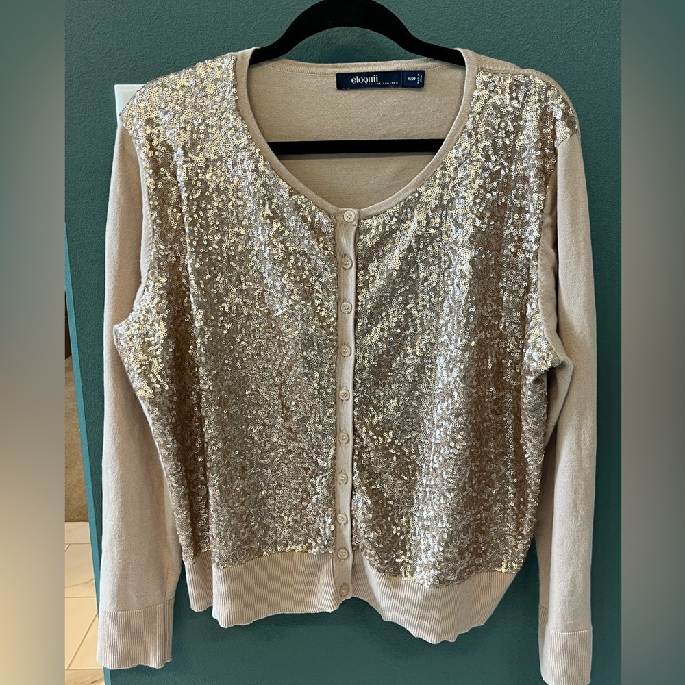 Eloquii Rose Gold Sequin Cardigan